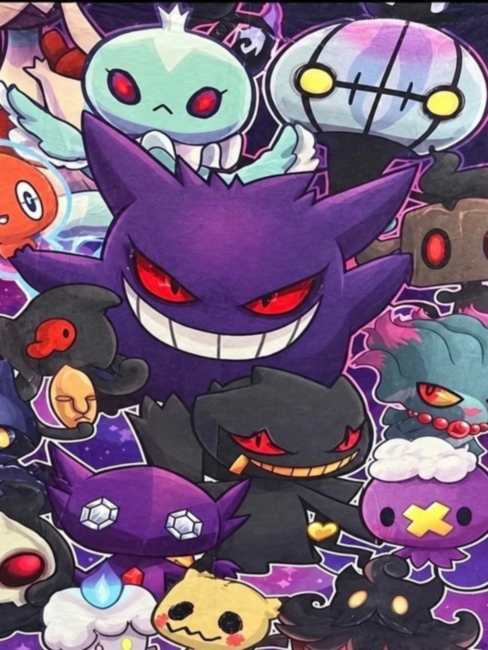 Pokemon Purple & Black Character Throw Blanket 50x60